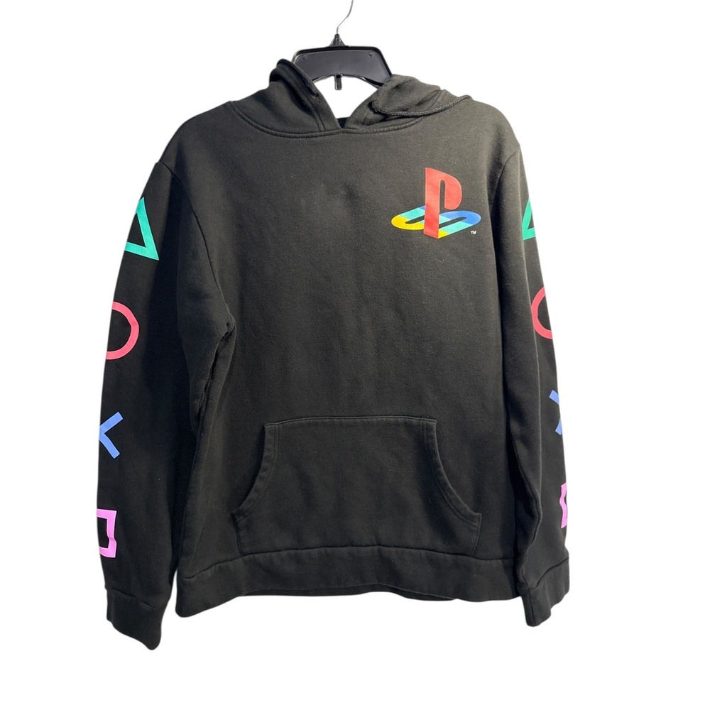 Sony Playstation Pullover Hoodie Sweatshirt Men's Medium Black Classic Logo 0020